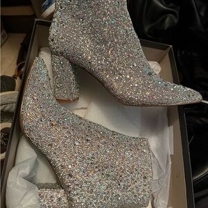 Sparkling Silver Ankle Boots